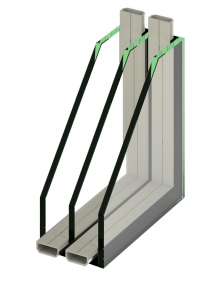 Izolační trojsklo s hliníkovým rámečkem, Ug= 0,6 (celková síla skla 40mm – 44mm)